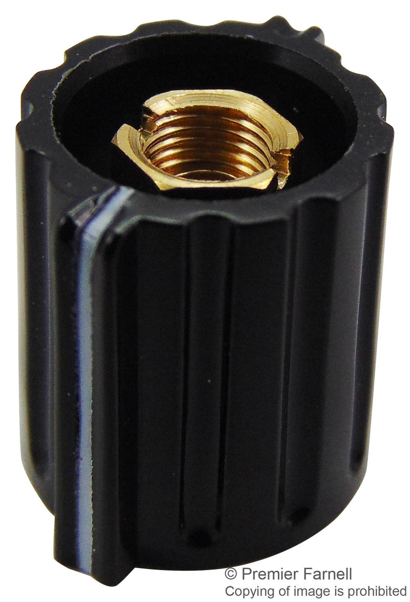 ELMA 023-3420 Knob, Round Shaft, 6 mm, Nylon (Polyamide), Round with Indicator Line, 14.5 mm