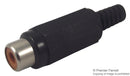 LUMBERG XKTO 1 S RCA (Phono) Audio / Video Connector, 2 Contacts, Jack, Nickel Plated Contacts, Plastic Body, Black