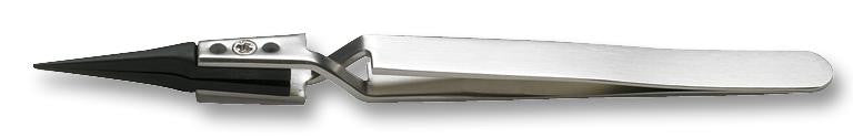 IDEAL-TEK 5XCPR.SA Tweezer, Replaceable Tips, Precision, 125 mm, Stainless Steel Body, PEEK Tip