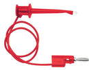 POMONA 3782-36-2 Test Lead, Minigrabber, Hook Clip to 4mm Banana Plug, Red, 60 V, 5 A, 914.4 mm