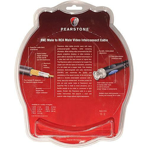 Pearstone BNC Male to RCA Male 75 Ohm Video Cable - 25' (7.6 m)