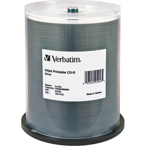 Verbatim CD-R 700MB 52x Write Once Silver Inkjet Printable Recordable Compact Disc (Spindle Pack of 100)