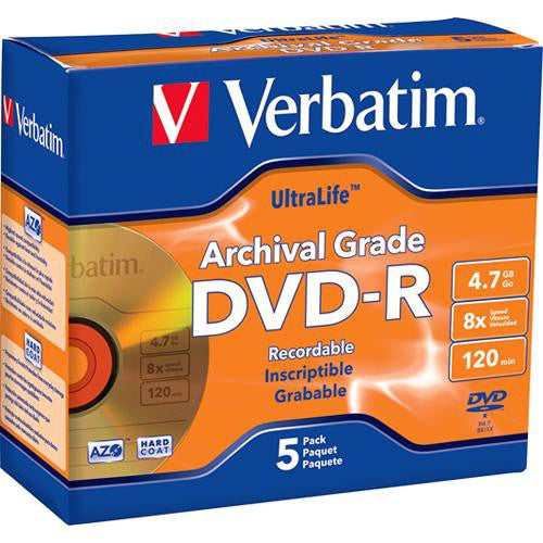 Verbatim DVD-R UltraLife Gold Archival Grade 4.7GB Recordable Disc (Pack of 5)