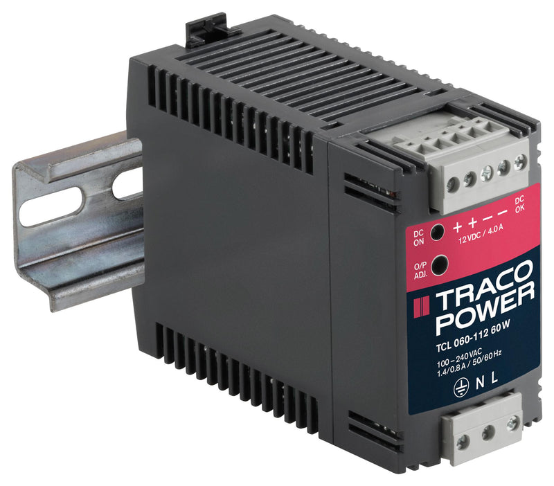 TRACOPOWER TCL 060-112 AC/DC DIN Rail Power Supply (PSU), Industrial, 1 Output, 60 W, 12 VDC, 4 A