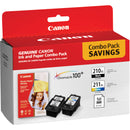 Canon PG-210XL Black & CL-211XL Color Inks and Paper Combo Pack