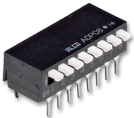 TE CONNECTIVITY ADP0204 DIP / SIP Switch, 2 Circuits, SPST, Through Hole, AD Series, DIP Unsealed, 24 VDC