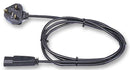 PRO ELEC PE00032 Mains Power Cord, Mains Plug, UK, IEC 60320 C13, 6.56 ft, 2 m, Black