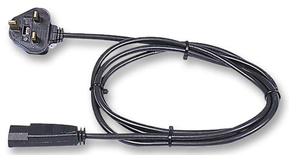 PRO ELEC PE00032 Mains Power Cord, Mains Plug, UK, IEC 60320 C13, 6.56 ft, 2 m, Black