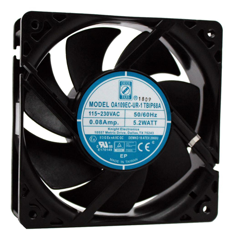 Orion Fans OA109EC-UR-1TBIP68A AC Axial Fan 115V / 230V Square 120 mm 38 Ball Bearing 106 CFM