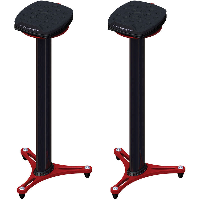 Ultimate Support MS-100 Second-Generation Column Studio Monitor Stand (Pair, Black/Red)