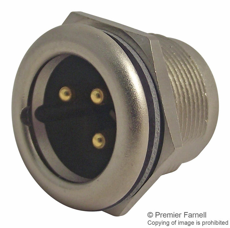 NEUTRIK NC3MPR-HD XLR Audio Connector, 3 Contacts, Plug, Panel Mount, Gold Plated Contacts, Metal Body, P Series