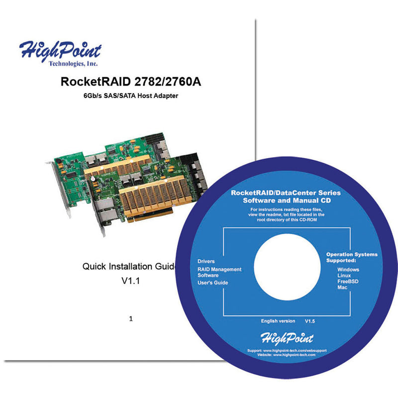 HighPoint RocketRAID 2782 SAS 6 GB/s PCI-E 2.0 x16 Host Bus Adapter