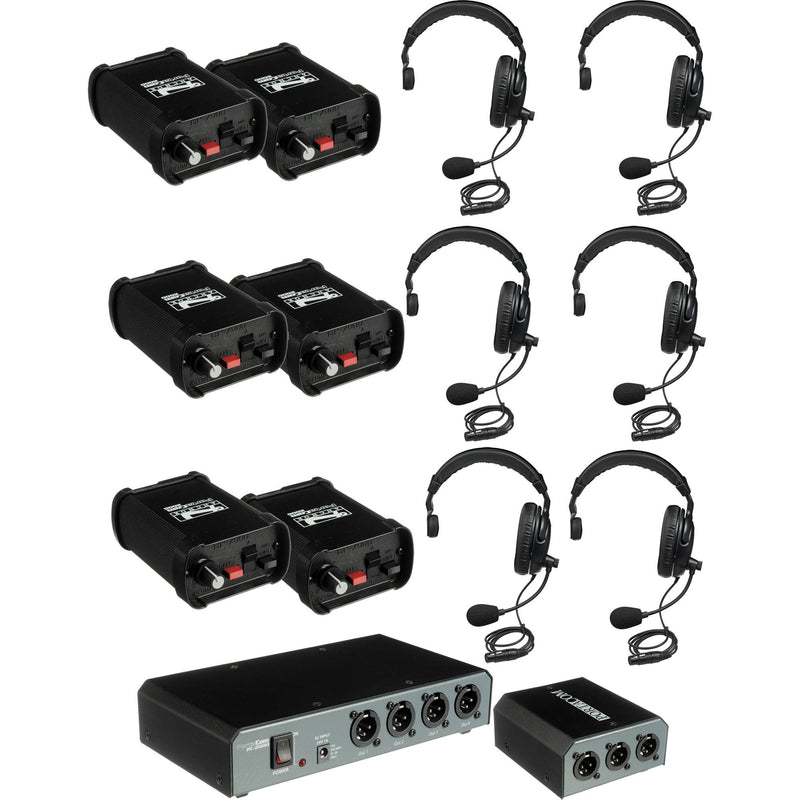 PortaCom COM-60FCS 6 Headset Intercom System with Cables & Single-Sided Headsets Kit