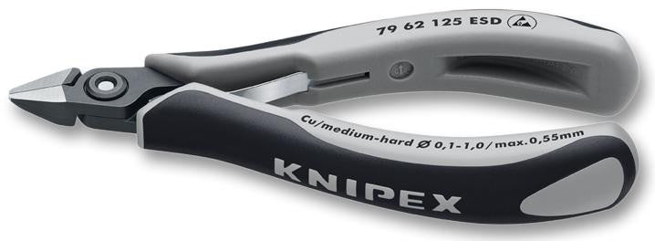 KNIPEX 79 62 125 ESD Cutter, Precision, 125 mm, Side, Flush, 1 mm, 64 &deg;