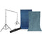 Impact Background Kit with 10 x 12' Stone Blue/Nickel Reversible Muslin Backdrop