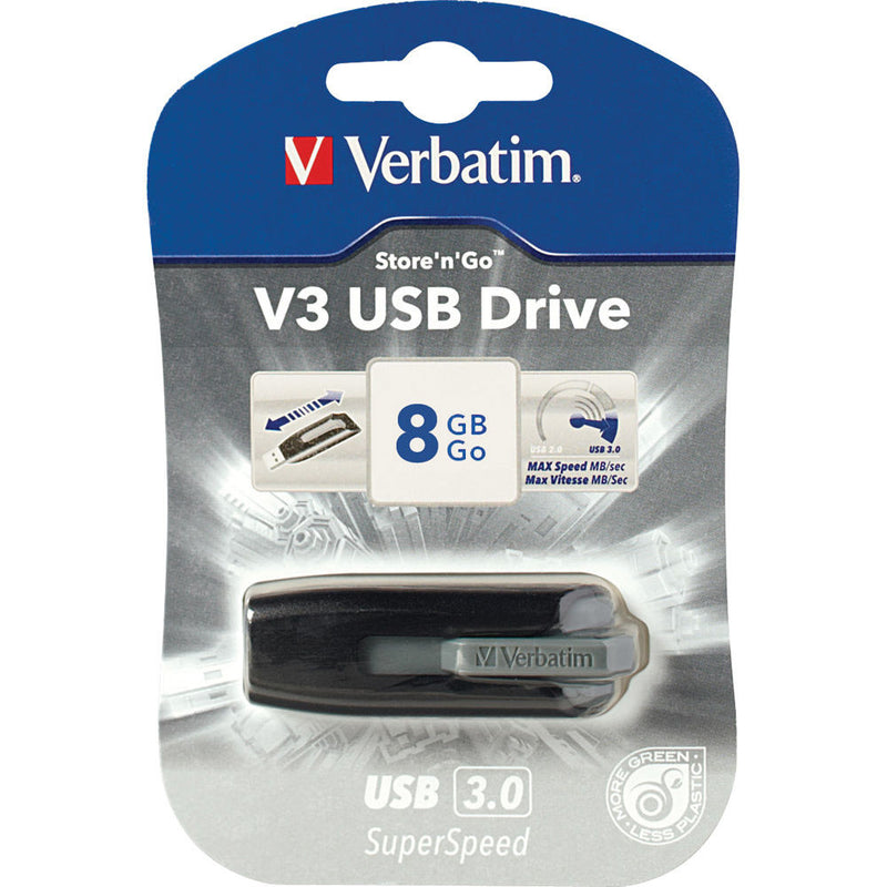 Verbatim 8GB Store 'n' Go V3 USB 3.0 Flash Drive (Gray/Black)