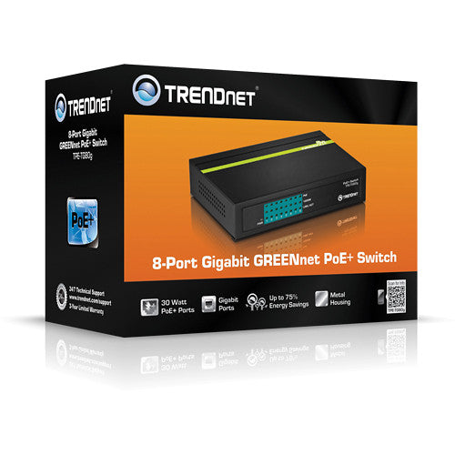 TRENDnet TPE-TG80G 8-Port Gigabit GREENnet PoE+ Switch