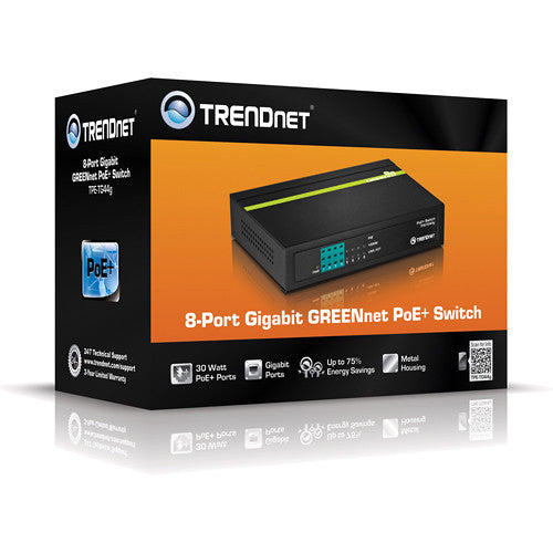 TRENDnet TPE-TG44G 8-Port Gigabit GREENnet PoE+ Switch
