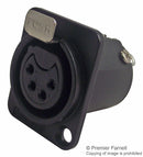 AMPHENOL AC4FDZB XLR Audio Connector, 4 Contacts, Socket, Panel Mount, Silver Plated Contacts, Metal Body, AC Series