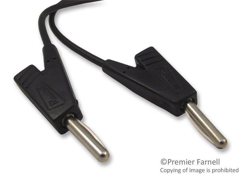 RADIALL R948150000 Test Lead, 4mm Banana Plug to 4mm Banana Plug, Black, 1 m