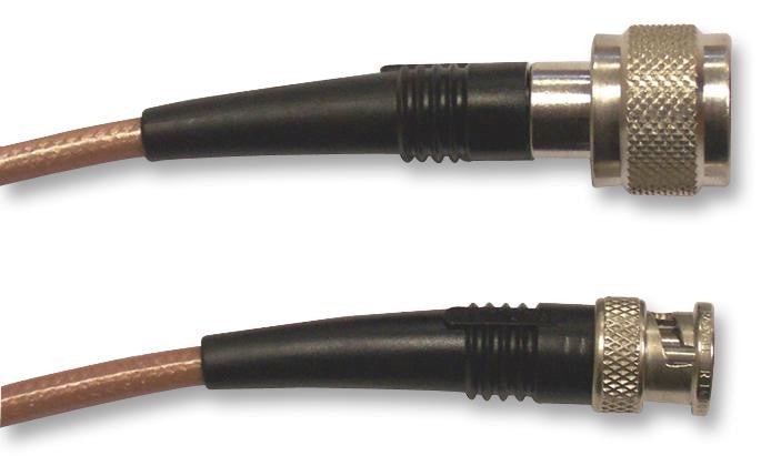 RADIALL R284C0351025 RF / Coaxial Cable Assembly, BNC Plug, N Type Plug, 50ohm, RG142, 50 ohm, 3.28 ft, 1 m