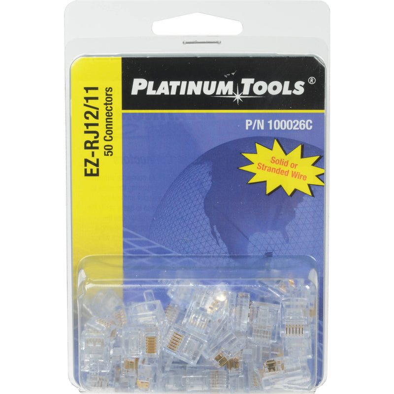 Platinum Tools EZ-RJ12/11 Connector with Standard Tab (Clamshell, 50-Pieces)