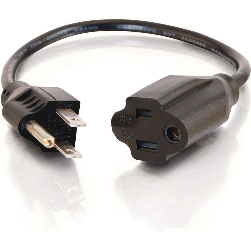 C2G 18 AWG Outlet Saver Power Extension Cord NEMA 5-15P to NEMA 5-15R (1')