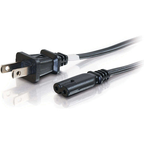 C2G 18 AWG 2-Slot Non-Polarized Power Cord (NEMA 1-15P to IEC320C7, 6', Black)