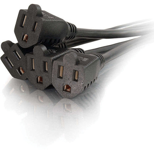 C2G 18" 16 AWG 1-to-4 Power Cord Splitter (1 NEMA 5-15P to 4 NEMA 5-15R, Black)