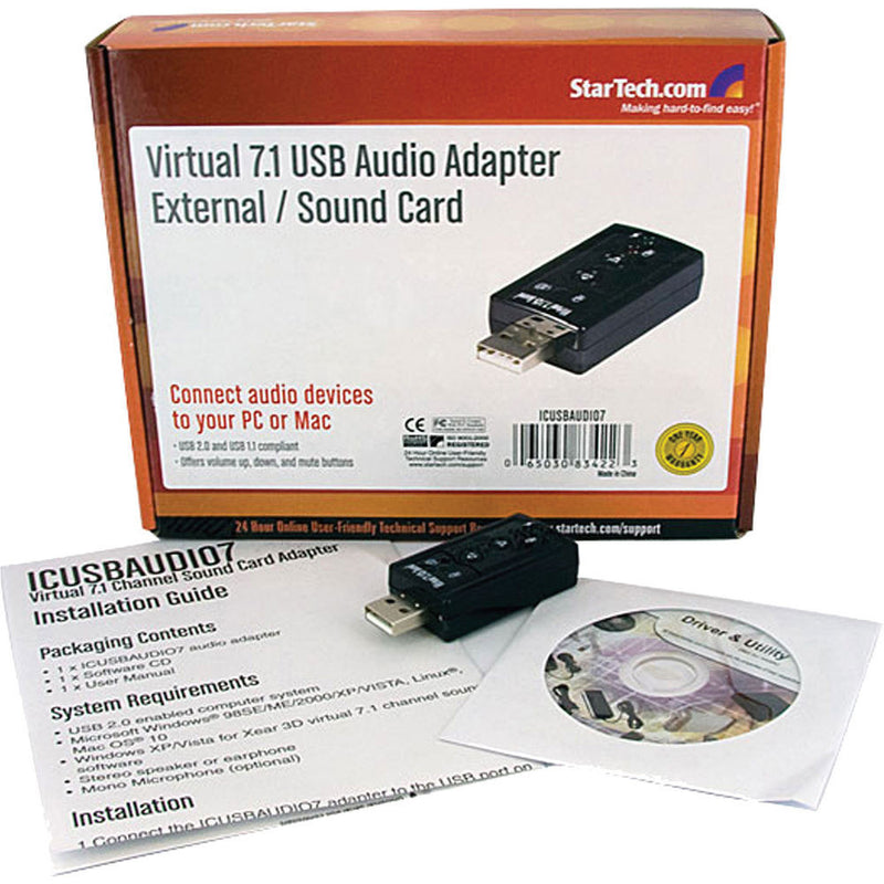 StarTech Virtual 7.1 USB Stereo Audio Adapter External Sound Card
