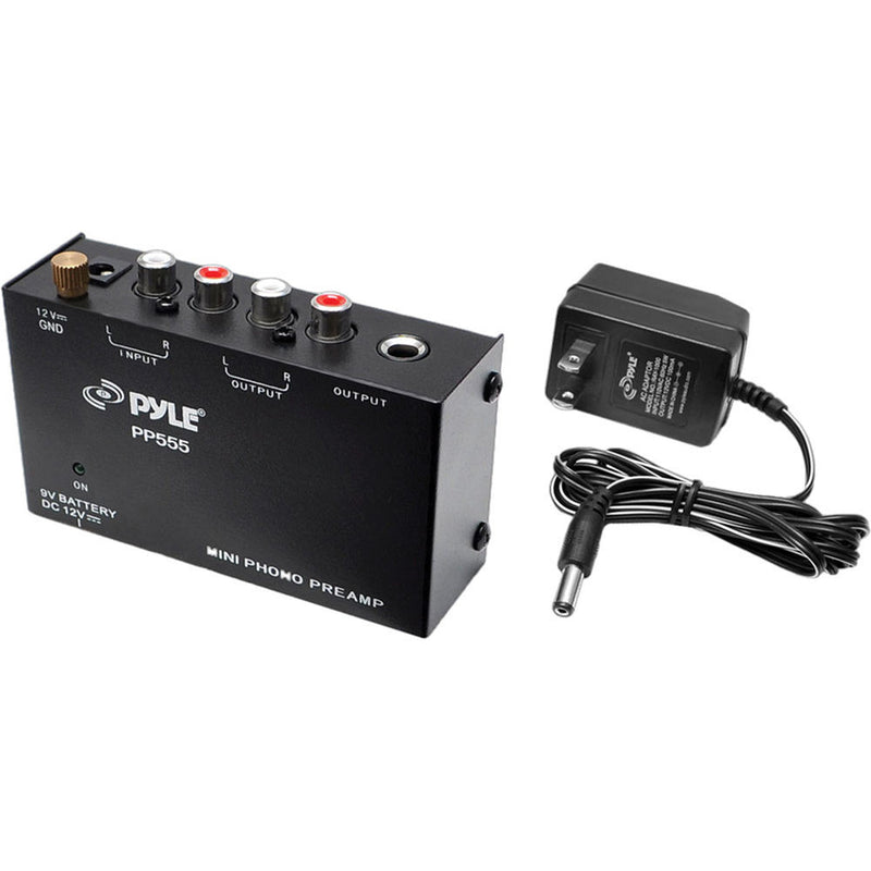 Pyle Pro PP555 Ultra-Compact Phono Turntable Pre-Amplifier with 9V Battery Compartment