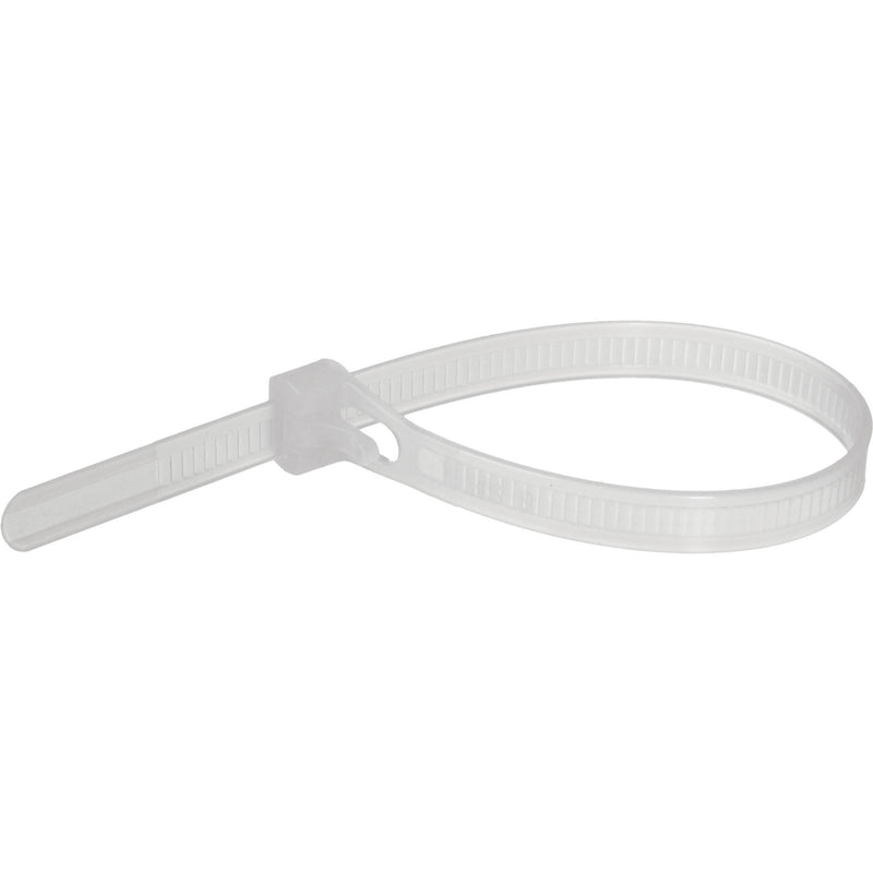 Pearstone 12" Reusable Plastic Cable Ties - Clear (100-Pack)