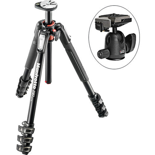 Manfrotto MT190XPRO4 Aluminum Tripod Kit with 494 Mini Ball Head and RC2 QR Plate