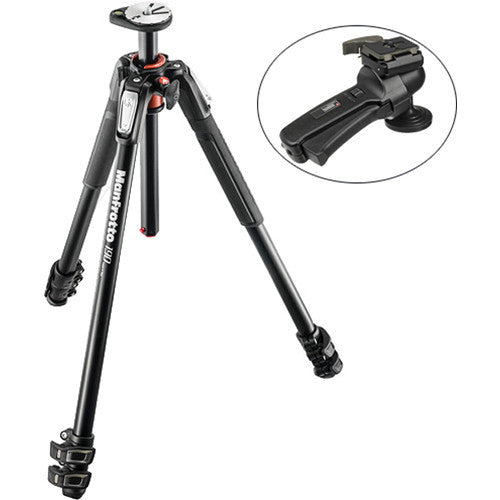 Manfrotto MT190XPRO3 Aluminum Tripod Kit with 322RC2 Grip Action Ball Head and Quick-Release System