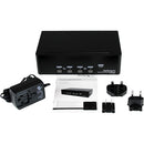 StarTech 4-Port Dual DVI 2.0 USB Hub KVM Switch with Audio (Black)