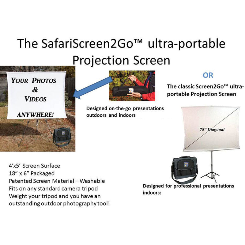 Screen2Go S2G-020 75" Portable Projection Screen with Briefcase