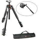 Manfrotto MVH500AH Flat Base Fluid Head, MT190XPRO4 Tripod Legs, Padded Case Kit