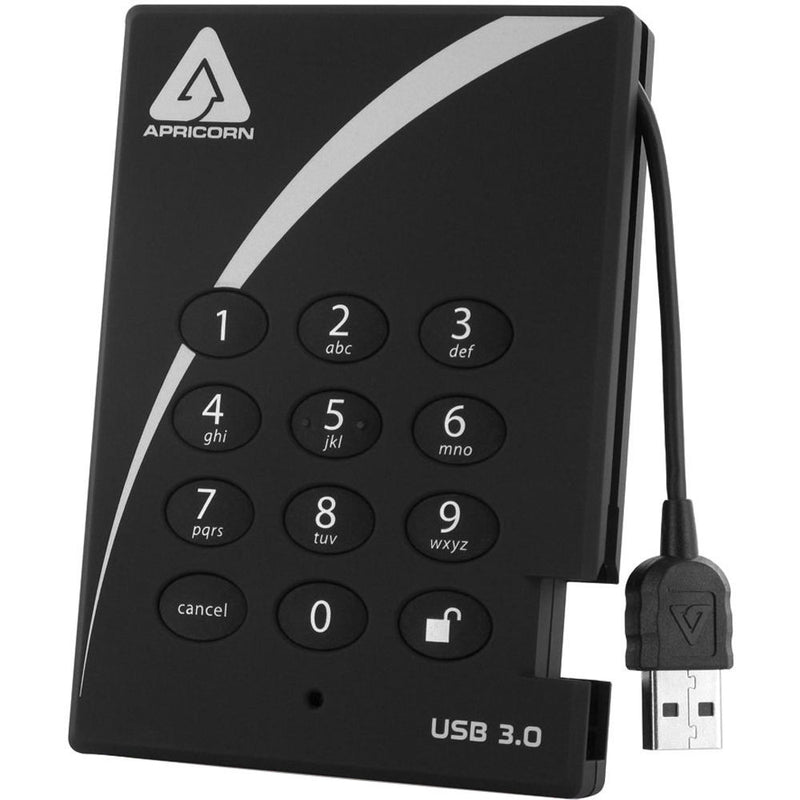 Apricorn 500GB Aegis Padlock Encrypted USB 3.0 Hard Drive with PIN Access