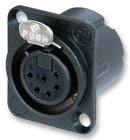 NEUTRIK NC6FD-LX-B XLR Audio Connector, 6 Contacts, Socket, Panel Mount, Gold Plated Contacts, Metal Body, DLX Series
