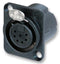 NEUTRIK NC7FD-LX-B XLR Audio Connector, 7 Contacts, Socket, Panel Mount, Gold Plated Contacts, Metal Body, DLX Series