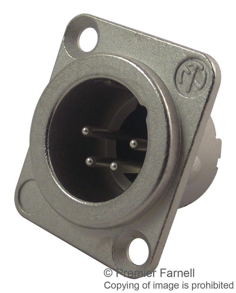 NEUTRIK NC4MD-LX XLR Audio Connector, 4 Contacts, Plug, Panel Mount, Silver Plated Contacts, Metal Body, DLX Series