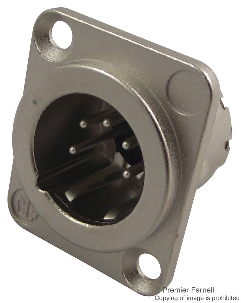 NEUTRIK NC5MD-LX XLR Audio Connector, 5 Contacts, Plug, Panel Mount, Silver Plated Contacts, Metal Body, DLX Series