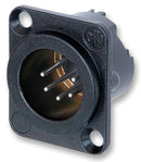 NEUTRIK NC5MD-LX-BAG XLR Audio Connector, Plug, 5, Panel Mount, Metal Body, Silver Plated Contacts