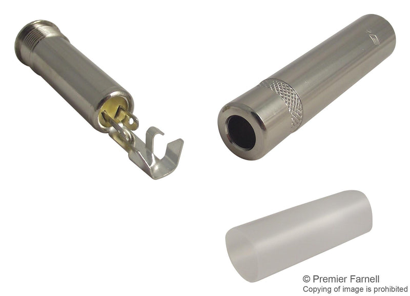 NEUTRIK NYS2203P Phone Audio Connector, 3 Contacts, Socket, 6.35 mm, Cable Mount, Tin Plated Contacts, Metal Body