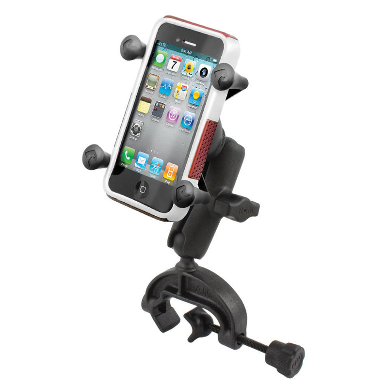 RAM MOUNTS Clamp Mount with Universal X-Grip Smartphone Holder