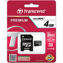 Transcend 4GB Premium microSDHC Memory Card with SD Adapter