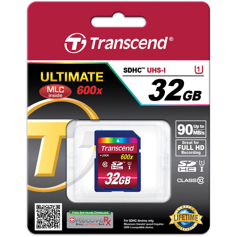 Transcend 32GB SDHC Ultimate 600x Class 10 UHS-I Memory Card