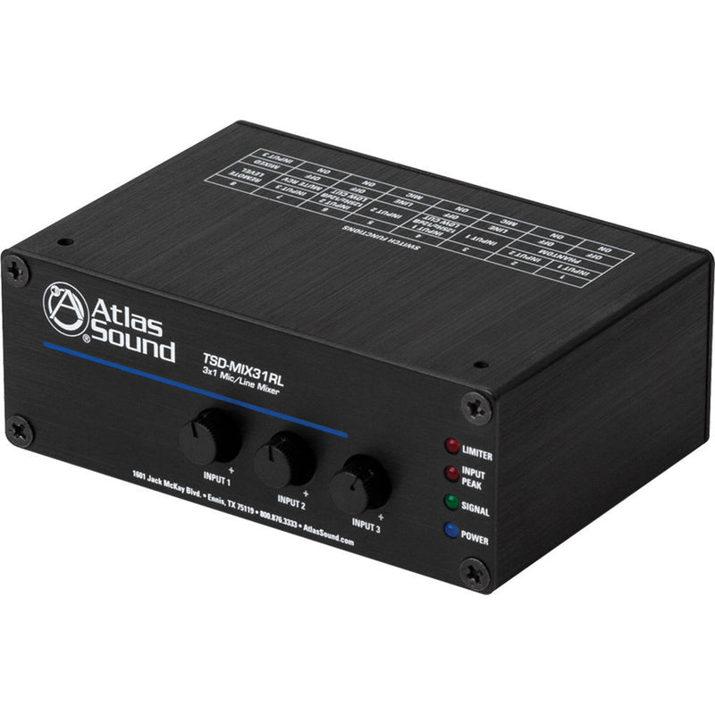 Atlas Sound TSD-MIX31RL 3x1 Mic/Line Mixer