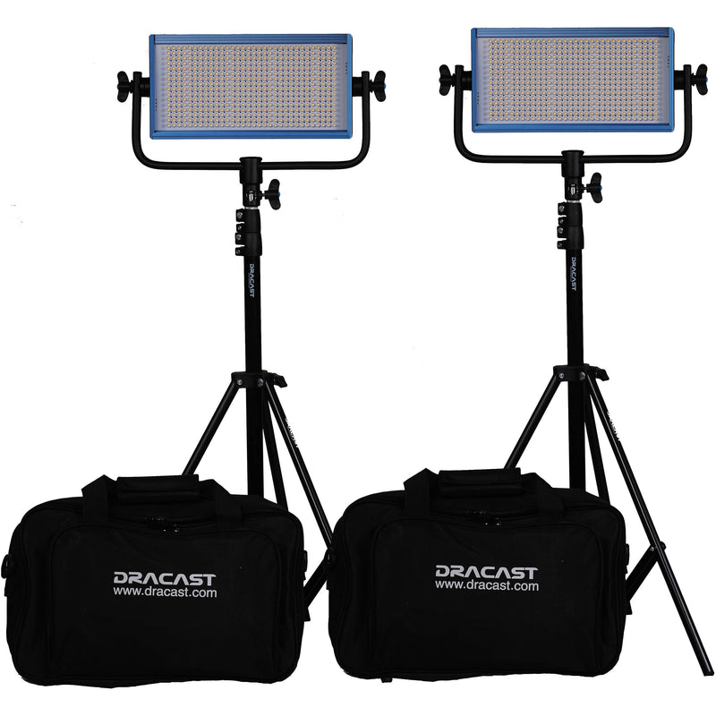 Dracast LED500 Pro Daylight LED 2-Light Kit with V-Mount Battery Plates and Stands