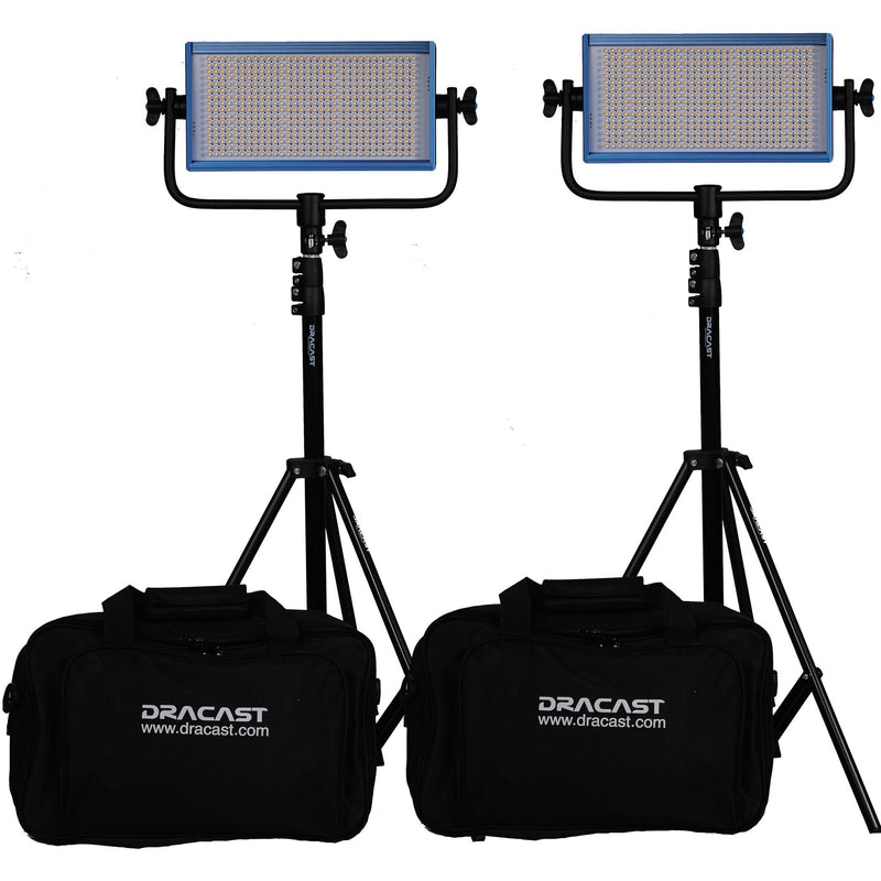 Dracast LED500 Pro Bi-Color LED 2-Light Kit with Gold Mount Battery Plates and Stands